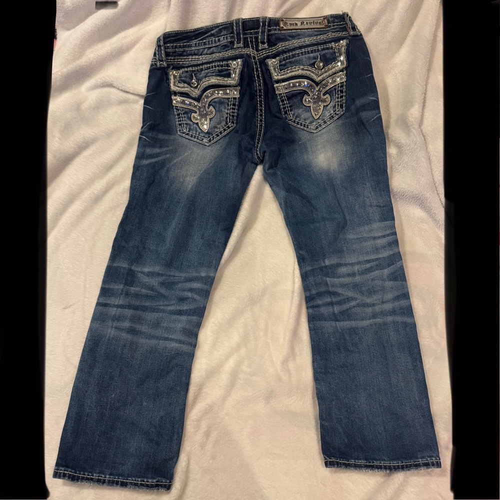Rock Revival Kai Capri Jeans with Silver Detailing Size 31